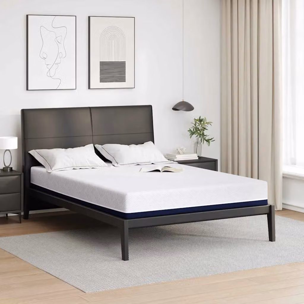 Materasso vidaXL in schiuma e gel con tessuto Jacquard, Bianco e Blu, L/P: 140 x 190 cm