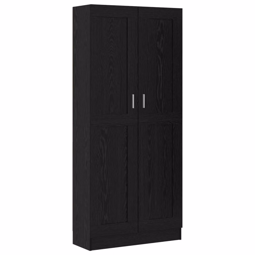 Armadio per libri moderno vidaXL con ante a battente e ripiani interni, colore nero opaco, L: 82,5 cm, P: 30,5 cm, H: 185 cm – 2