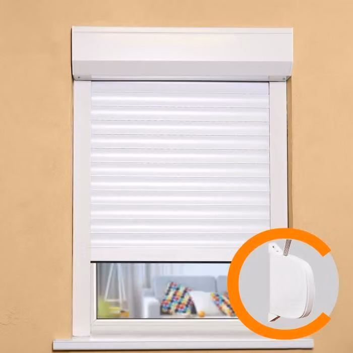 Tenda a rullo, 120x155 cm, PVC, tagliabile in larghezza e altezza, comando manuale con cinghia, bianco