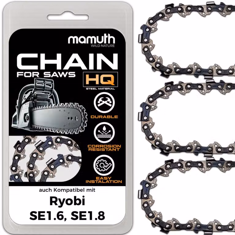 3 catene per motosega, lunghezza 40 cm, passo 1,3 mm, attacco 3/8", modello 55 TG, compatibili con motoseghe Stiga SE1.6 e SE1.8