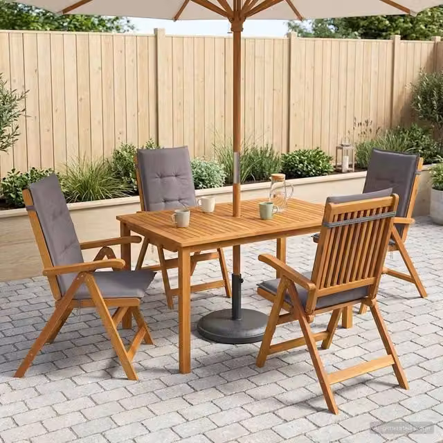 Set da pranzo da giardino vidaXL in legno di acacia color marrone e antracite, 5 pezzi – 1