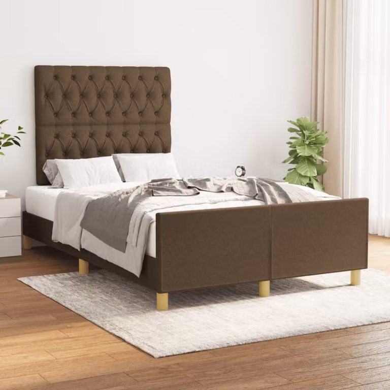 vidaXL Giroletto in legno di pino e tessuto marrone con doghe piatte L/P: 200 x 80 cm