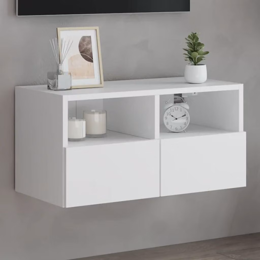 Supporto TV da parete mobile vidaXL Bianco in Legno e MDF L 60 x P 30 x H 30 cm