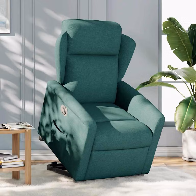 vidaXL Poltrona Alzapersona Reclinabile Elettrica Verde Scuro Tessuto