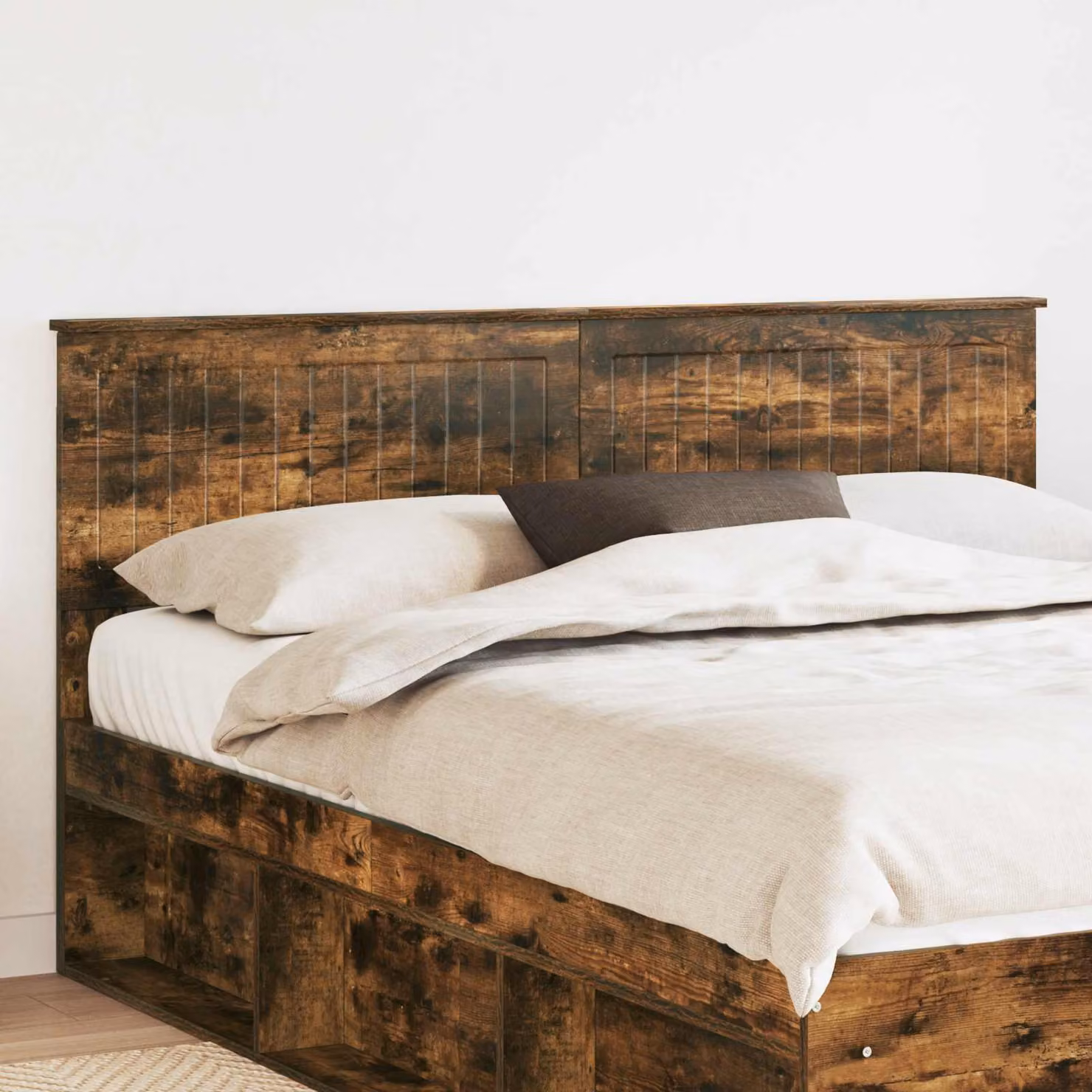 Testiera per letto vidaXL in legno ingegnerizzato rovere fumé marrone