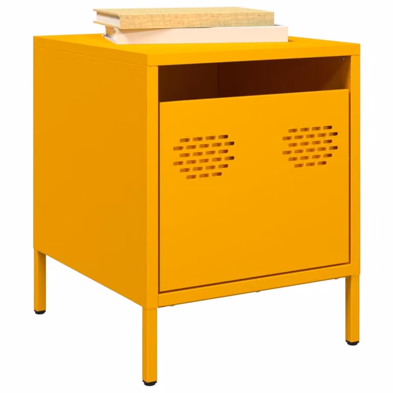 Set di 2 comodini vidaXL in metallo giallo senape L/P/H: 35 x 39 x 43,5 cm