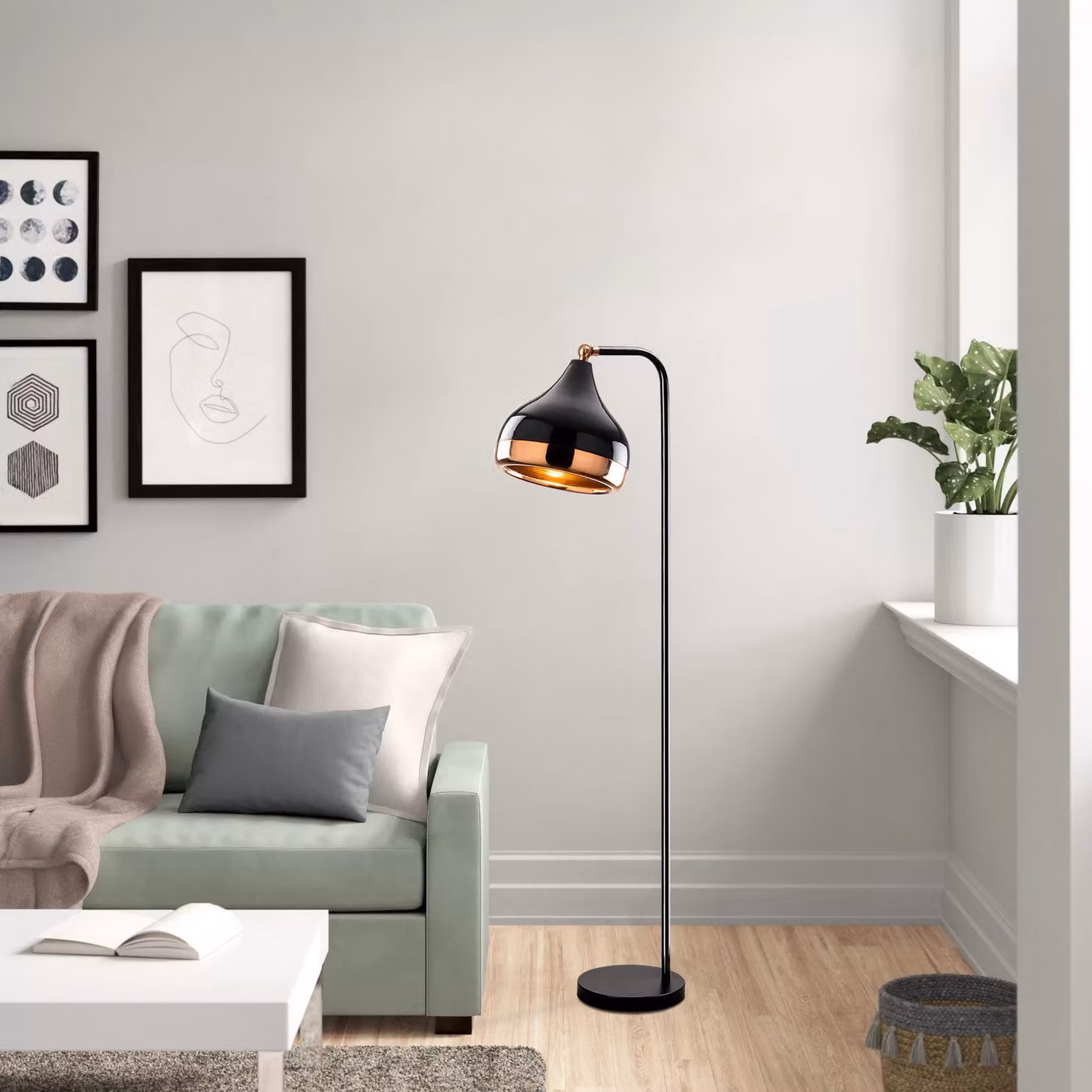 Opviq, Yıldo - 6906-US, lampada da terra, CORPO IN METALLO, nero, 120 x 17 x 17 cm