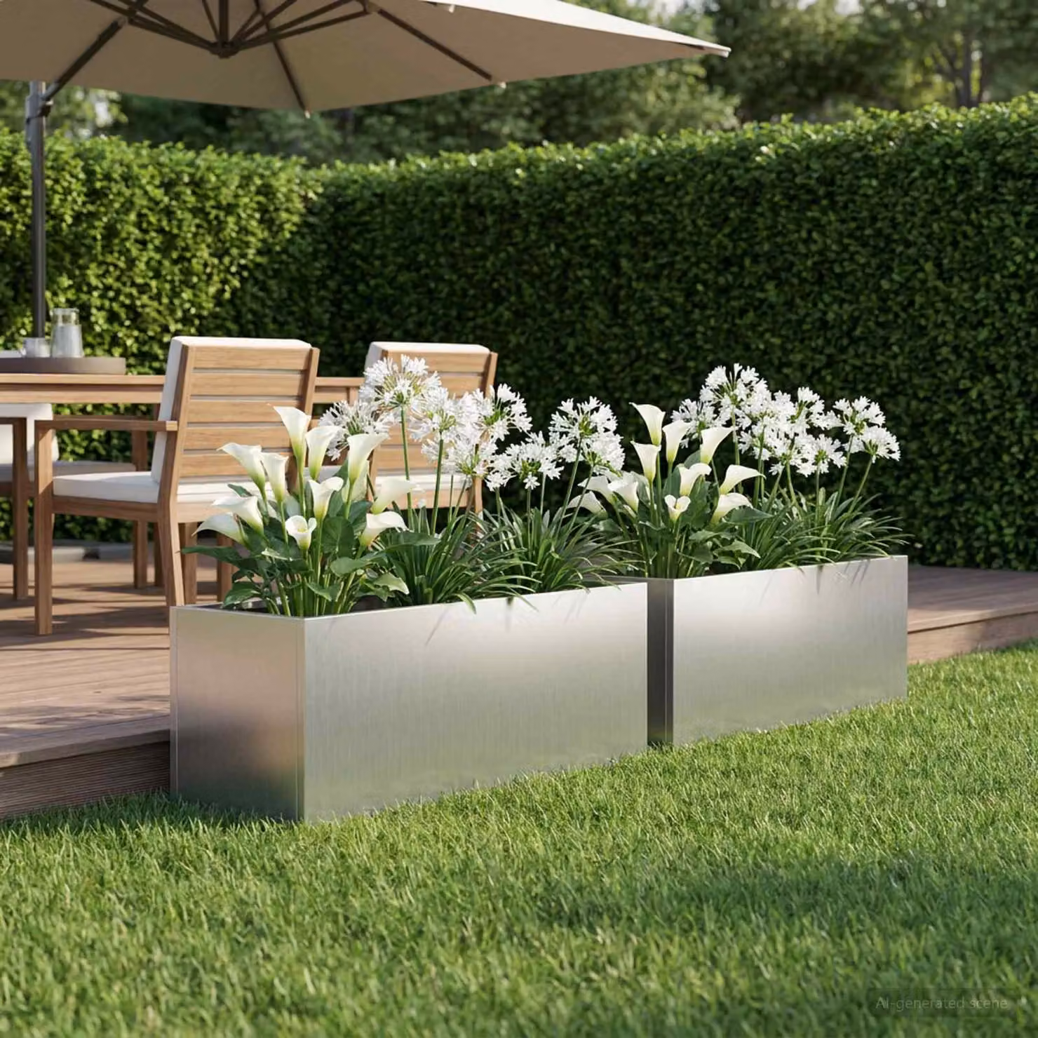 Set di 2 vasi da giardino vidaXL in acciaio zincato argento H: 60 cm, L: 20 cm, P: 20 cm