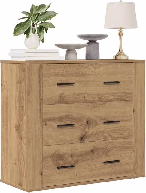Credenza moderna vidaXL in legno color rovere marrone, sospesa, L: 80 cm, P: 33 cm, H: 70 cm