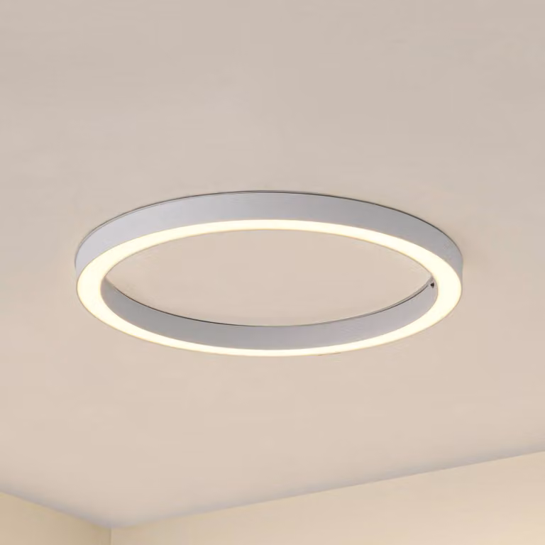 Plafoniera a LED Neor Lucande, dimmerabile, Bianco / Opale, Corridoio, Metallo, Moderno, Plafoniera LED