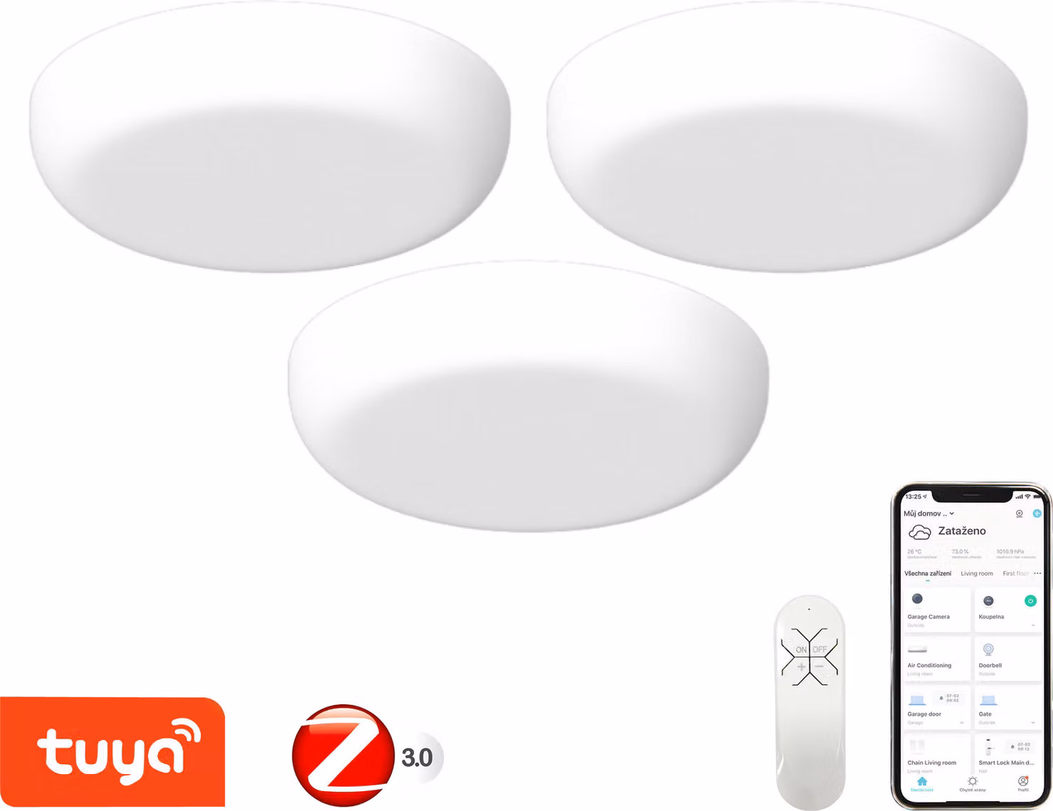 Immax NEO PRACTICO set 3x lampada da soffitto Smart 18 cm 24 W bianca + telecomando Zigbee 3.