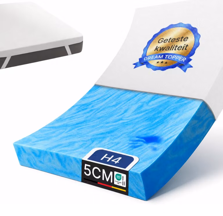Topper da letto, 200x200 cm, imbottitura in memory foam con gel, altezza 5 cm, modello H3/H4, per un maggiore comfort e riduzione della pressione