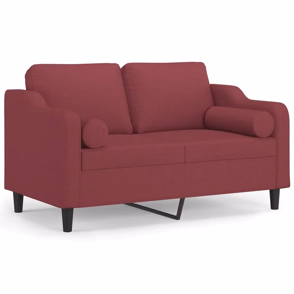 vidaXL Divano a 2 Posti Moderno in Tessuto Rosso con Cuscini e Coperture Rimovibili L: 138 cm, P: 80 cm, H: 77 cm – 2