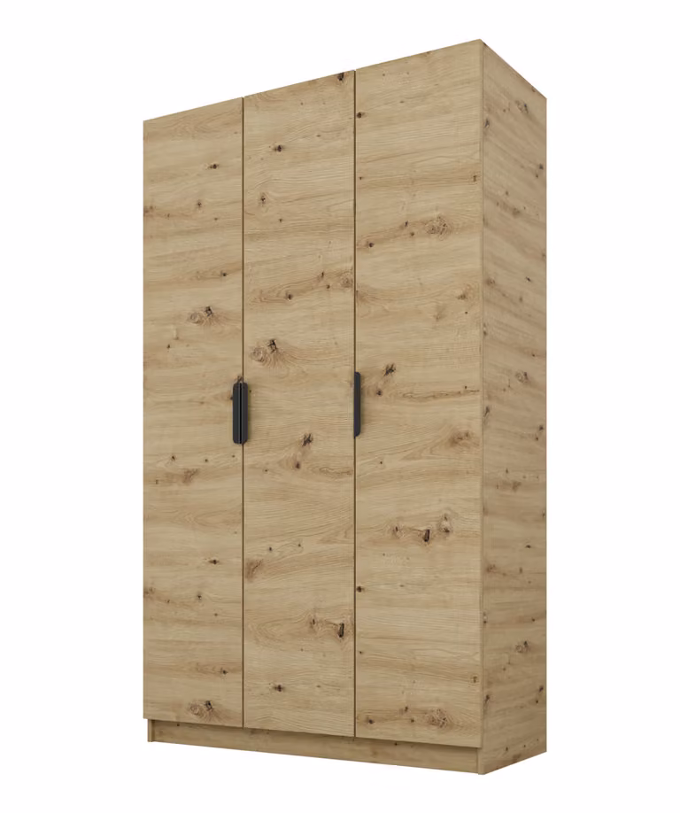 PAWS MOBEL Armadio inclinabile in rovere Artisan 120x52x200 cm, armadio aperto a tre ante senza specchio, con ripiani e appendiabiti