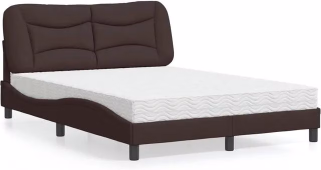 Letto con Materasso Hvar vidaXL in Tessuto Marrone e Bianco L/P: 120 x 200 cm