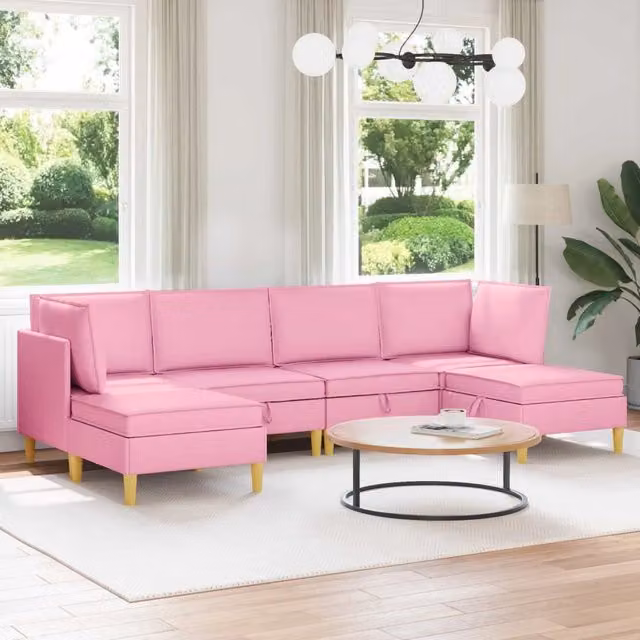 Set di divani modulari con spazio di archiviazione 6 pz Rosa 3413727