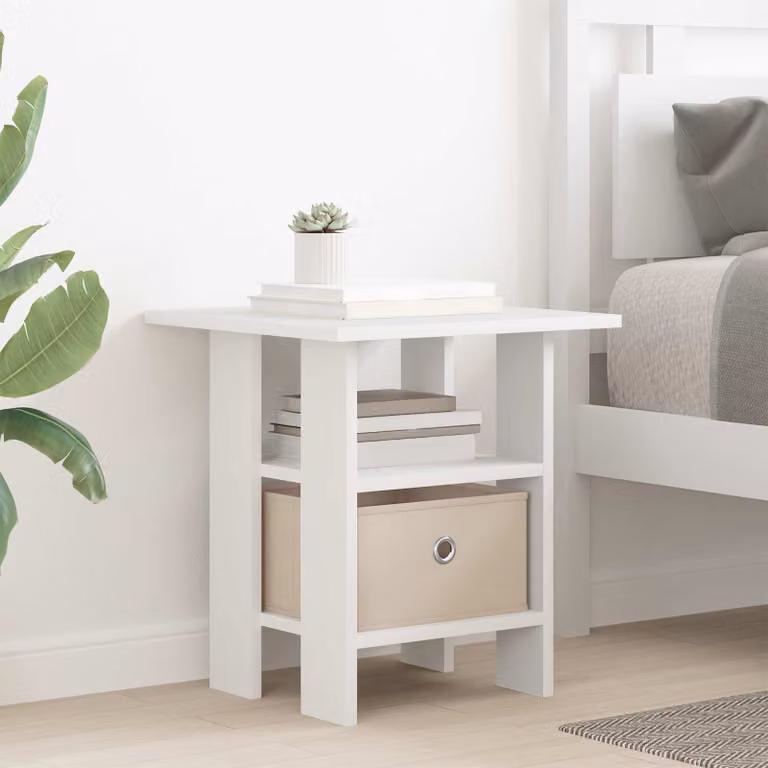 Comodino moderno vidaXL in MDF bianco opaco L 41 x P 40 x H 45 cm