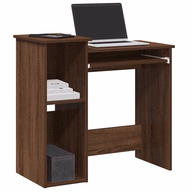 Scrivania con mensole vidaXL in legno Rovere Marrone, L 84 cm x P 40 cm x H 78 cm