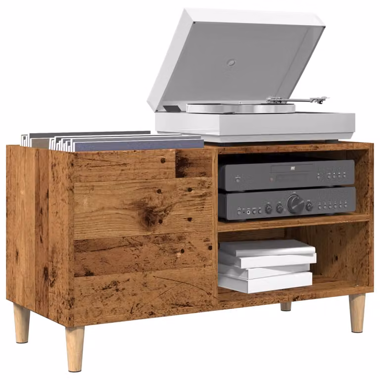 vidaXL Mobile Porta Dischi in Legno Multistrato Colore Marrone Antico L: 84,5 cm, P: 38 cm, H: 48 cm