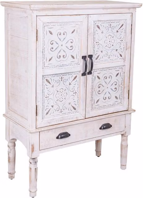 Mobile in legno intagliato bianco 80x36x110h
