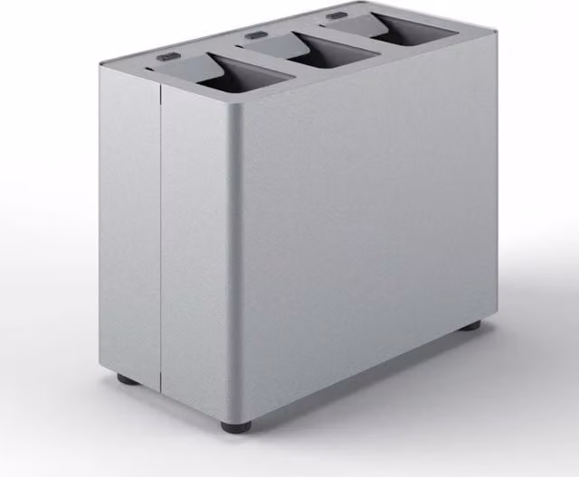 Pattumiera a 3 Scomparti Totale 24 L 48,5x25,5x39 cm con Contenitori Interni in Acciaio Verniciato Grigio