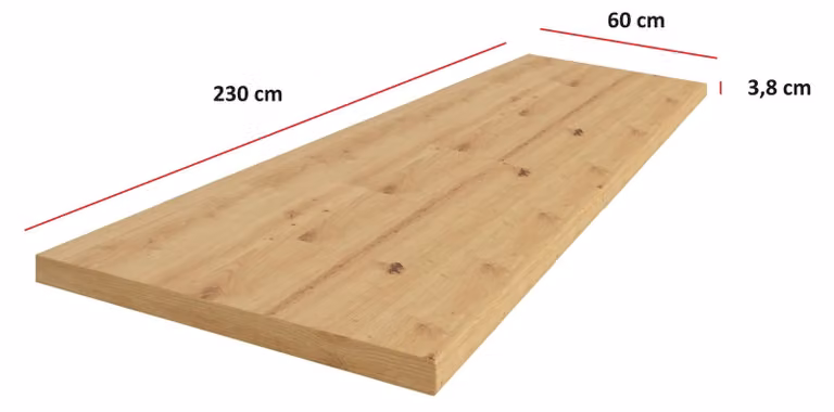 Piano di lavoro da cucina 230 cm, 38 mm, angolo cottura, blocco cucina in rovere Artisan Eko Stilo