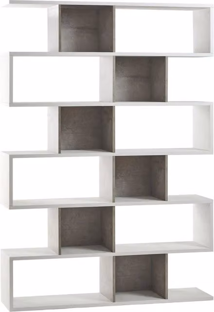 Libreria Modulare 6 Ripiani 150x215x38 cm Ossido Bianco/Cemento