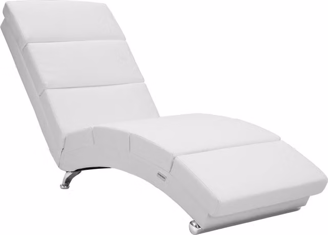 Poltrona da relax Casaria bianca con rivestimento in similpelle e struttura in metallo e plastica per giardino o soggiorno L: 180 cm, P: 55 cm, H: 89 cm