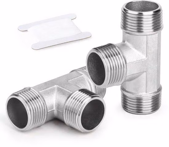 Raccordo in acciaio inossidabile a tre vie, filettatura 1/2" BSP, acciaio inossidabile 304, alta pressione, resistente alle temperature, lavorato con precisione