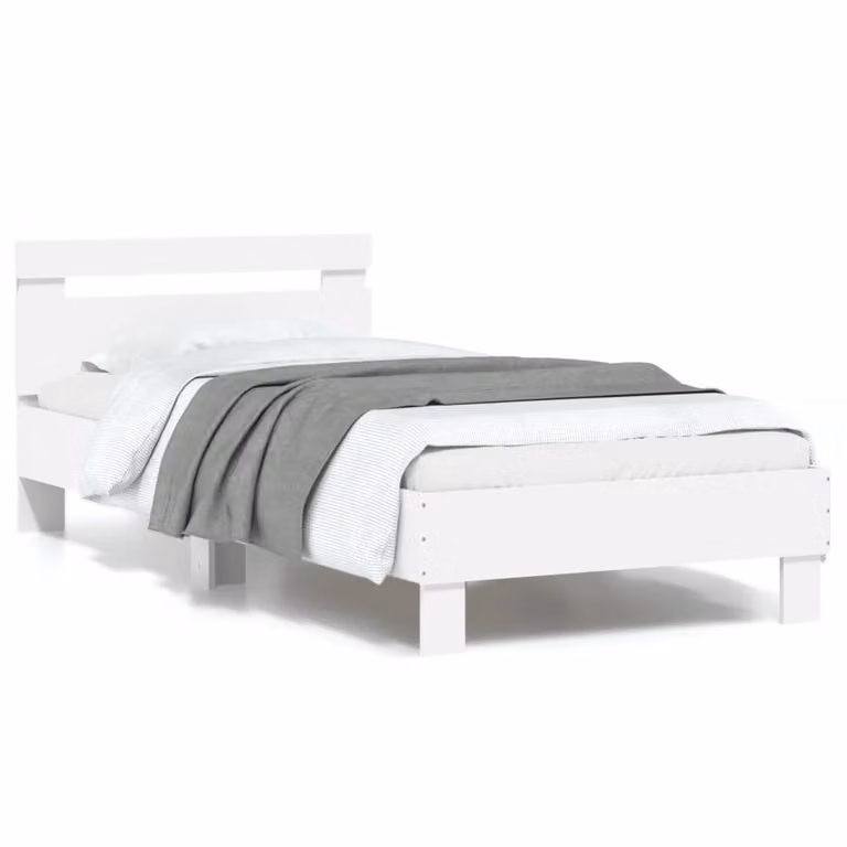 vidaXL Giroletto con Testiera Bianco con Illuminazione LED e Porta USB L/P: 90 x 190 cm