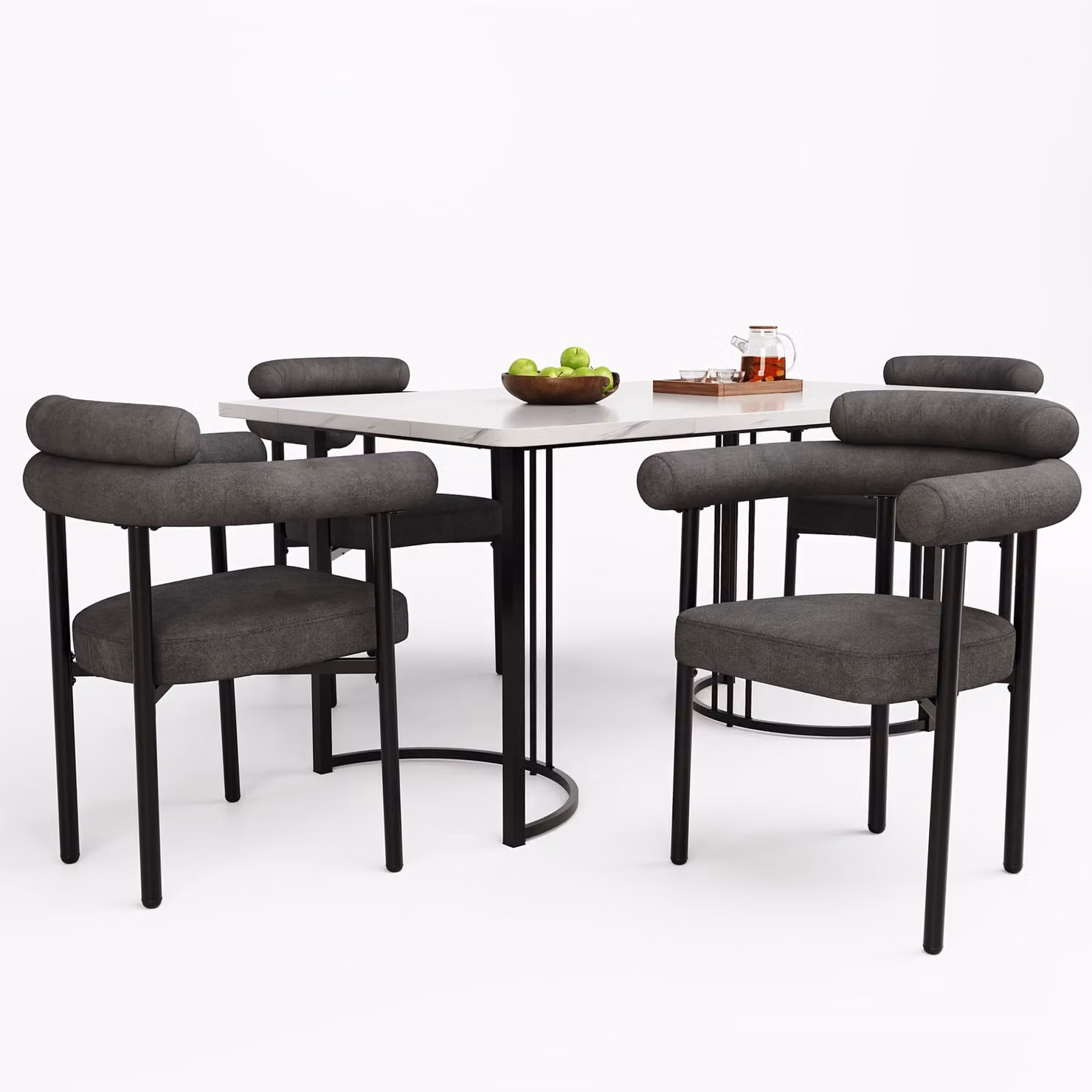 Sedia da pranzo - Sedia da pranzo con braccioli - Sedia a schienale avvolgente - Sedia per tavolo da pranzo - Sedia imbottita