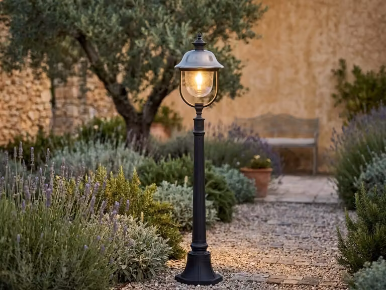 Lampada da sentiero a LED in stile rustico, altezza 125 cm, lampada a paletto per l'illuminazione del giardino