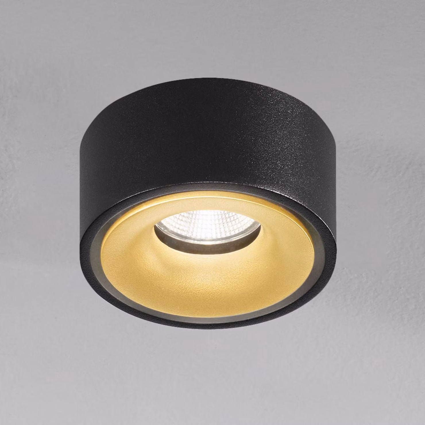 Egger Licht Faretto LED da incasso Clippo EP, nero-oro 3.000K dimmerabile, Nero, Studio / Ufficio, Alluminio, Moderno, Downlight