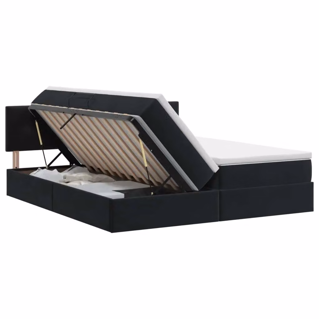 Letto con Contenitore e Testiera Moderno vidaXL in Nero, L/P/H: 200 x 200 x 88 cm – 2