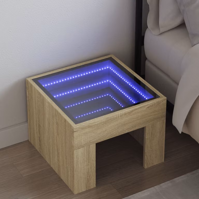 Comodino con LED Infinity vidaXL in Rovere Sonoma, L 40 cm x P 40 cm x H 30 cm