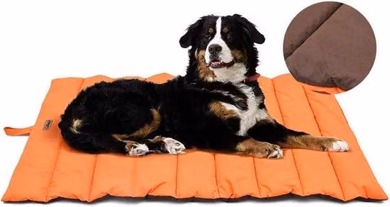 Cuccia impermeabile per cani da esterno con giocattolo a corda, lavabile, antiscivolo, igienica, pieghevole, grande coperta da viaggio per animali domestici 110x68 cm arancione