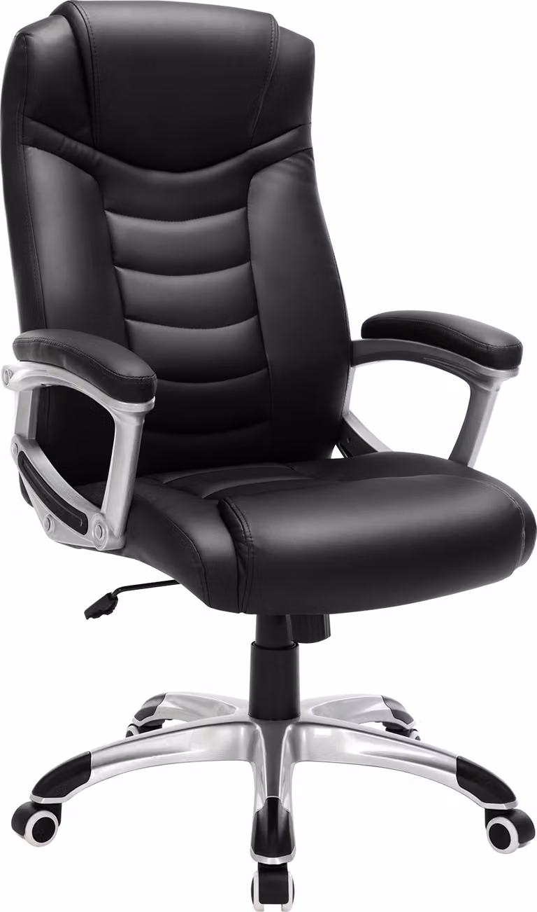 SONGMICS Sedia da ufficio girevole, portata fino a 150 kg, ergonomica, regolabile in altezza, robusta, stabile e resistente, nera OBG21B