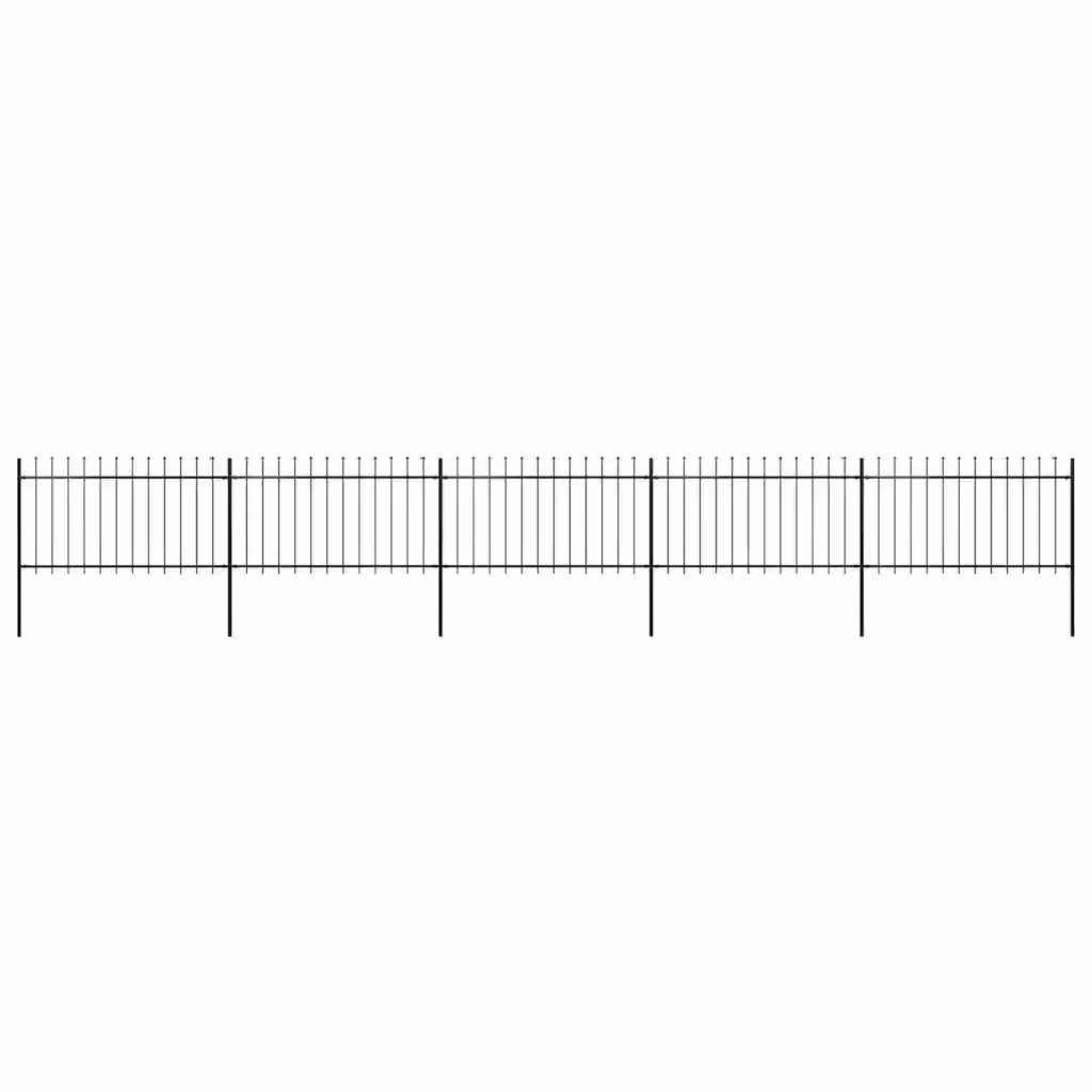 Recinzione da giardino con punta a lancia vidaXL in acciaio nero L: 838 cm, H: 100 cm