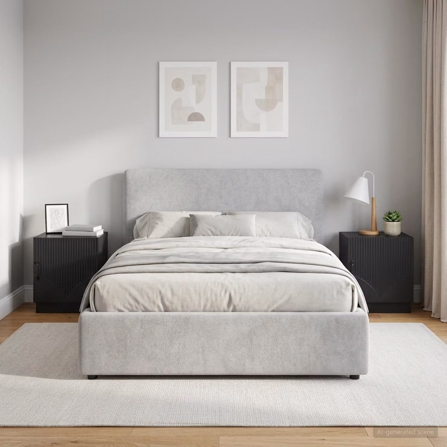 Set di 2 comodini moderni vidaXL in nero opaco, L 43 cm x P 34,5 cm x H 47 cm, in legno ingegnerizzato e metallo