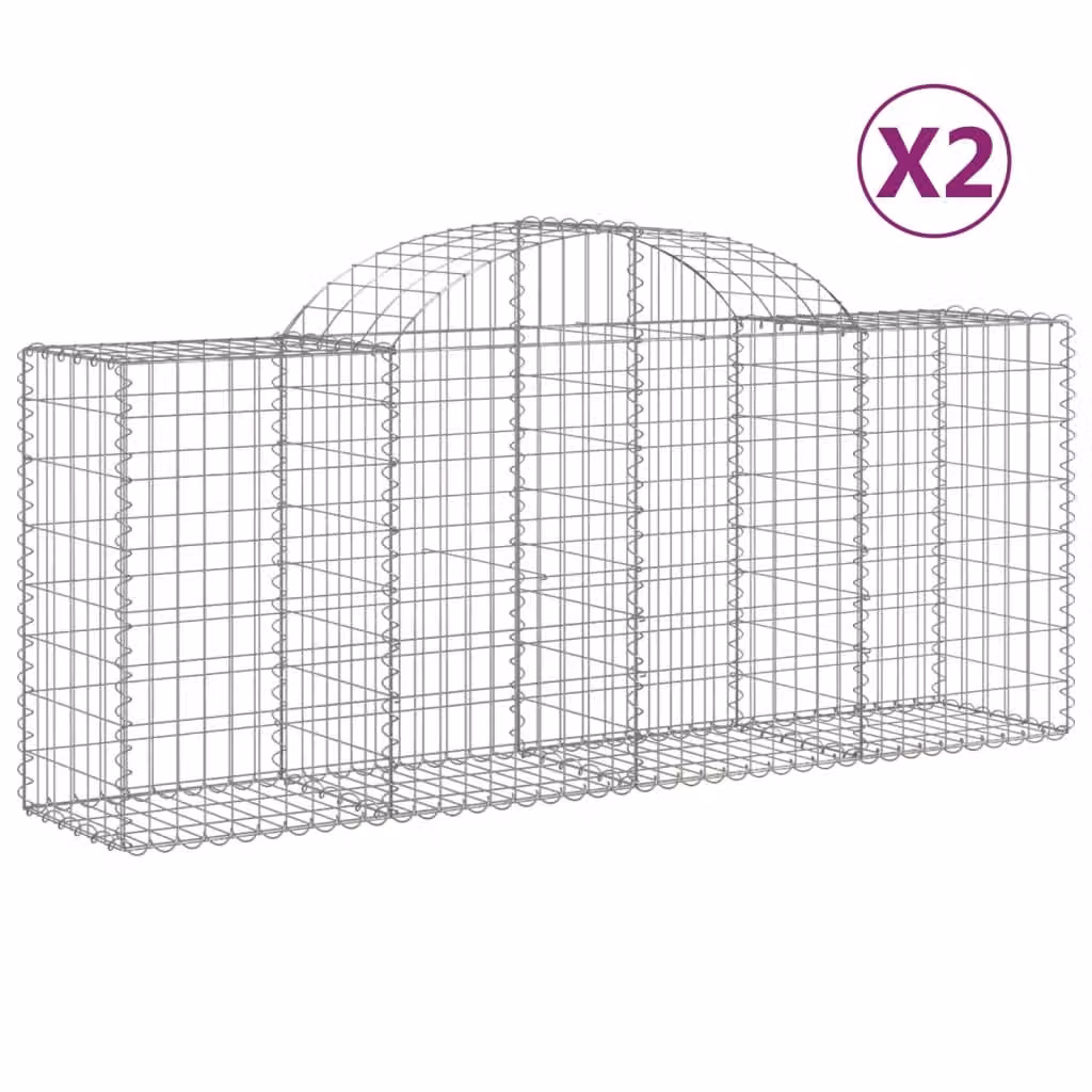 Cesti Gabbioni ad Arco 2 pz 200x50x80/100 cm Ferro Zincato