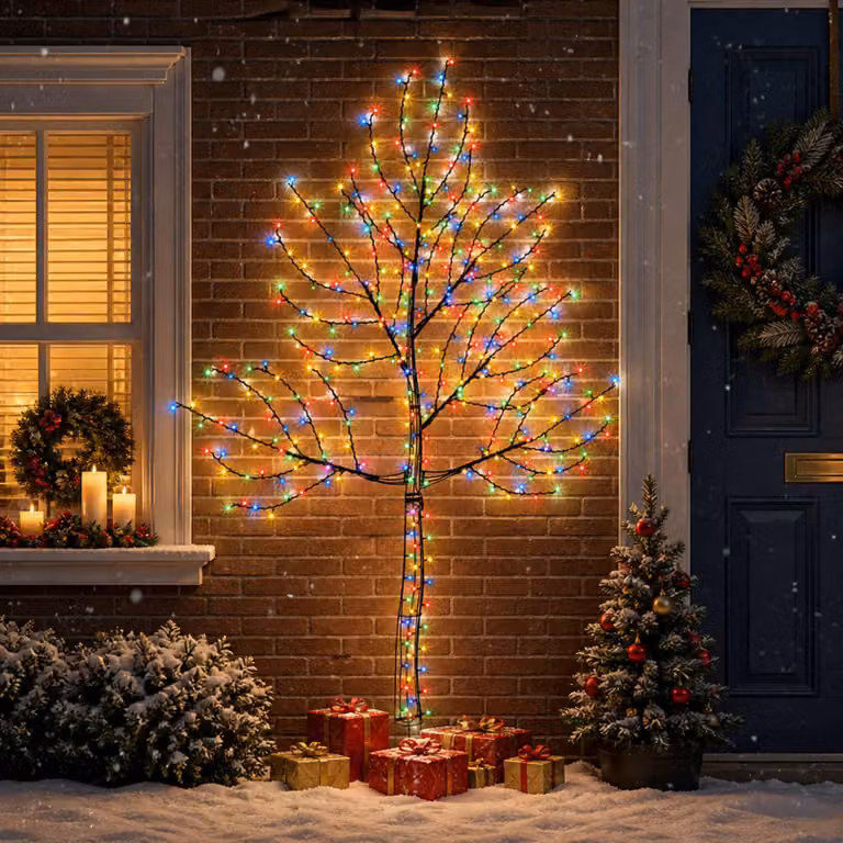 vidaXL Albero di Natale da parete a LED 210 cm 312 LED Multicolore