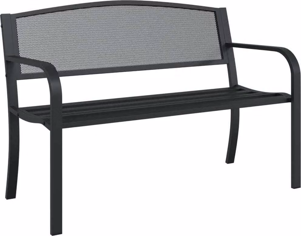 Panchina da Giardino 119 cm Nera in Acciaio