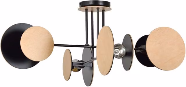 Plafoniera moderna Emibig Zita in metallo e legno nera, 4xE27, L: 86 cm, P: 36 cm
