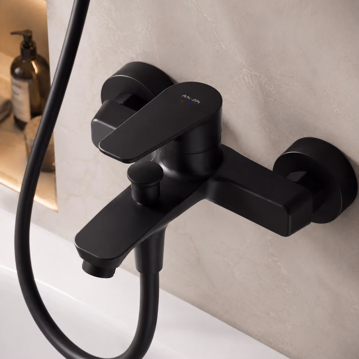 AM.PM Miscelatore per vasca da bagno Miscelatore per vasca da bagno nero Miscelatore monocomando a parete Bagno Rubinetti per vasca da bagno in ottone