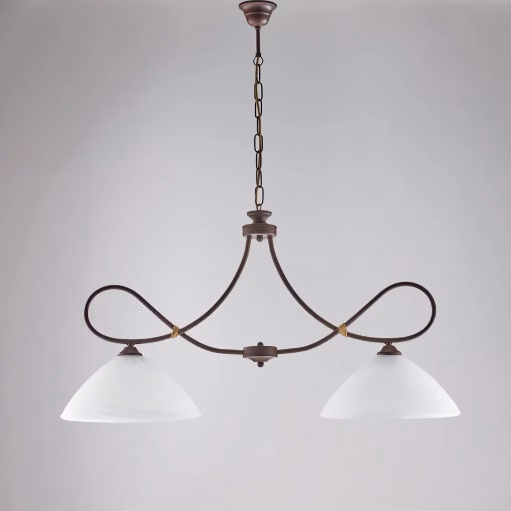 Lampadario a sospensione Dallas Belight con 2 luci in metallo e vetro, disponibile in nero o oro/ottone, altezza regolabile – 2