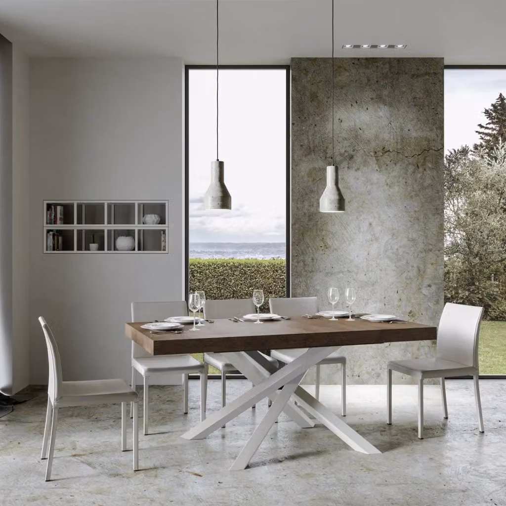 Tavolo Allungabile Moderno Giordanoshop Volantis Premium Colore Noce e Bianco L/P/H: 180-284 x 90 x 77 cm – 2