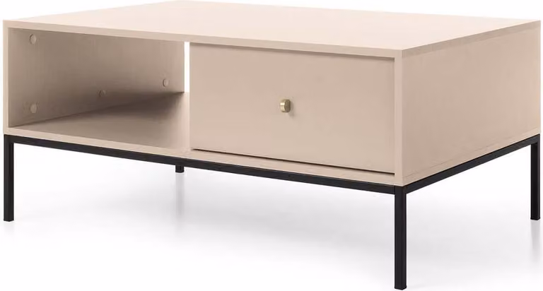 FURNLUX Tavolino Mono Beige Und Black 104cm / Hauptfarbe: Beige / Dimensioni: 104 x 68 x 46 cm