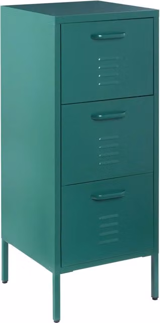 Armadietto in metallo BELIANI con 3 cassetti e serratura, stile industriale, verde scuro, L: 43 cm, P: 20 cm, H: 103 cm – 1