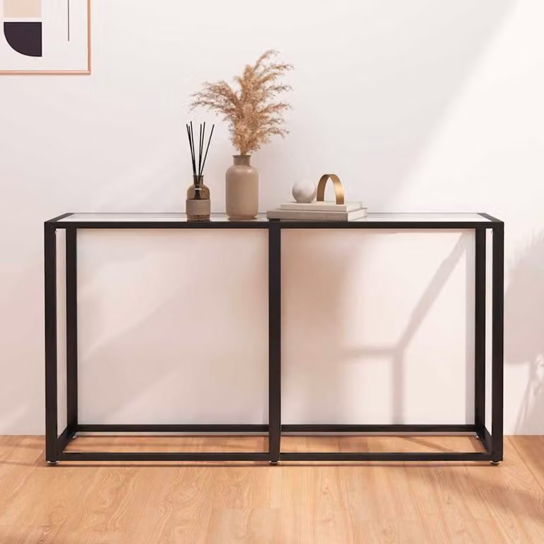 vidaXL Tavolo Consolle Moderno in Vetro Temperato Trasparente L: 140 cm, P: 35 cm, H: 75,5 cm