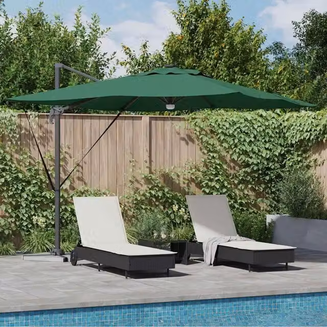 Parasole Roma-Ombrellone da giardino Verde 286 x 284 x 270 cm Alluminio e Poliestere